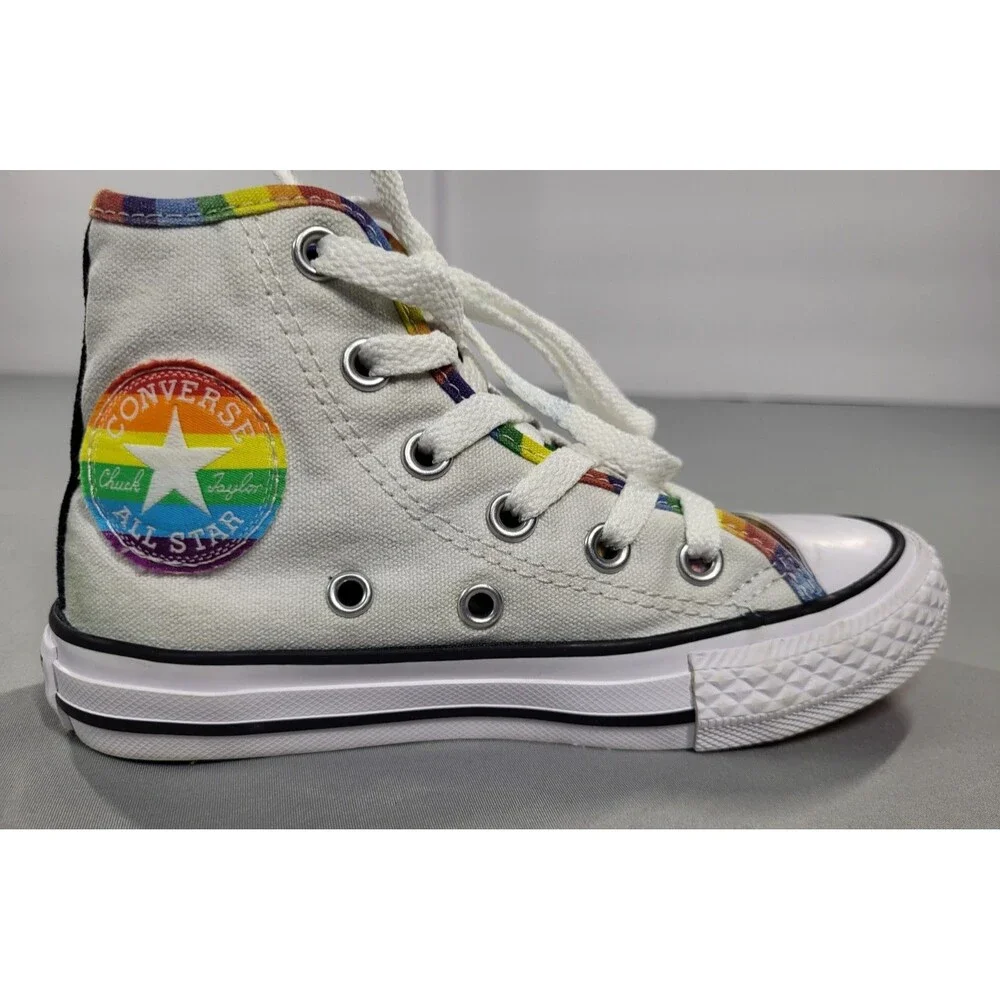 Converse Kids Pride By You Custom Rainbow High Top Sneakers - Size 10.5